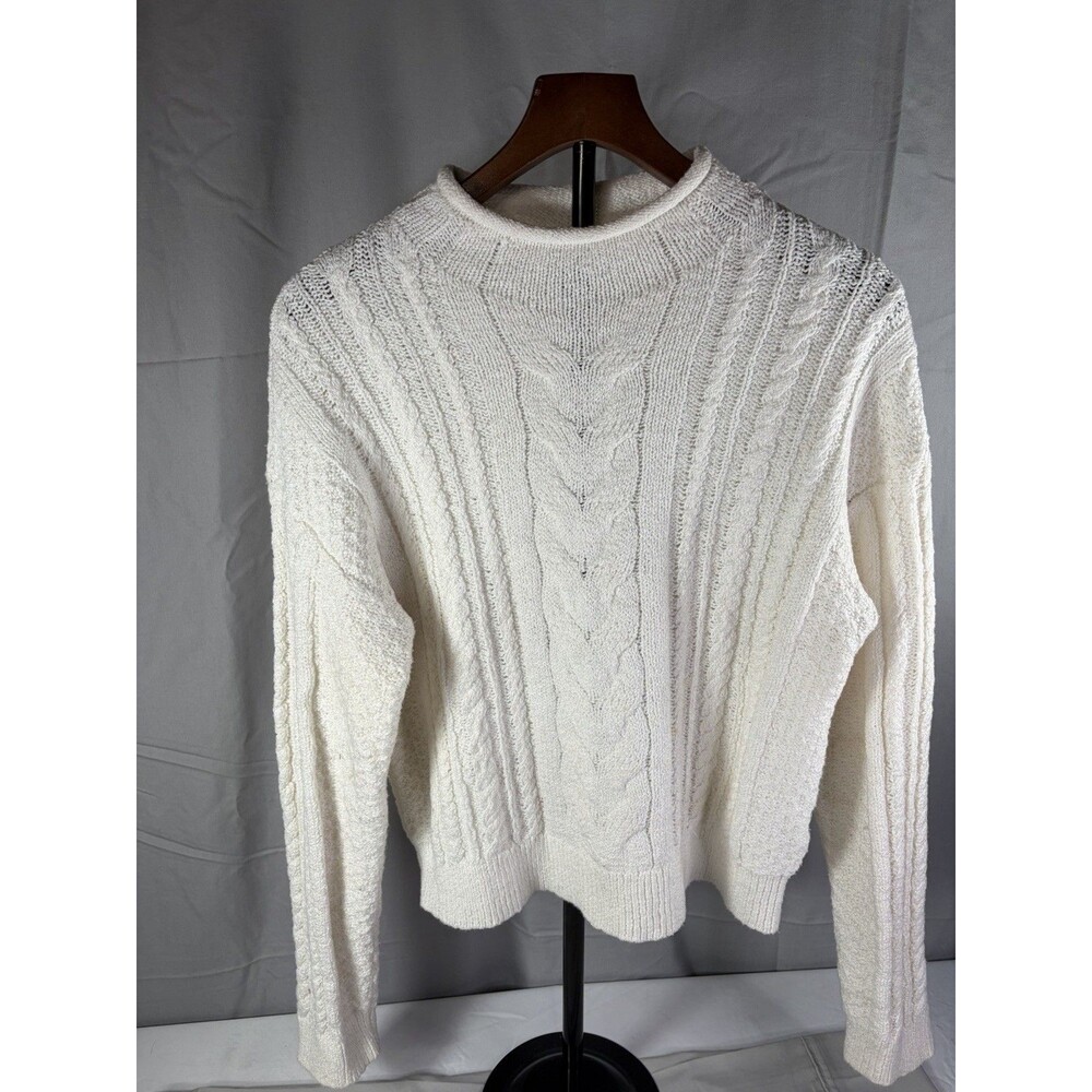 J Crew Pullover Women’s White Long Sleeve Sweater, Medium Very Nice